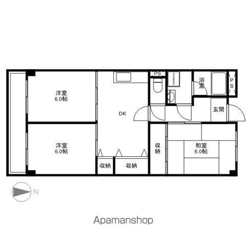 グリーンビレッジ(3DK/3階)の間取り写真