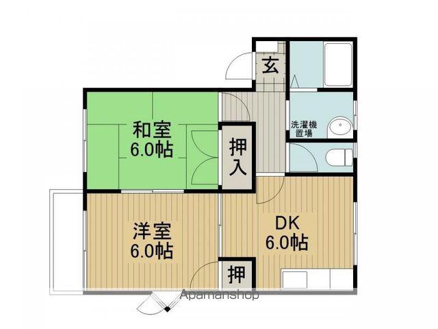 グリーンプラザA棟(2DK/2階)の間取り写真