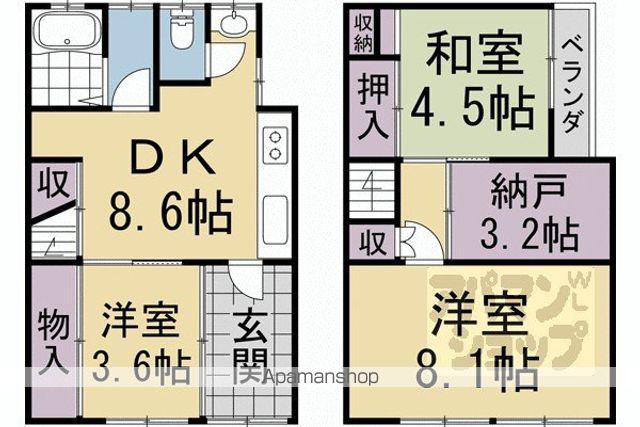上京区元真如堂町貸家(3DK)の間取り写真