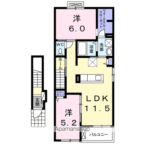 グリーン・オーク(2LDK/2階)の間取り写真