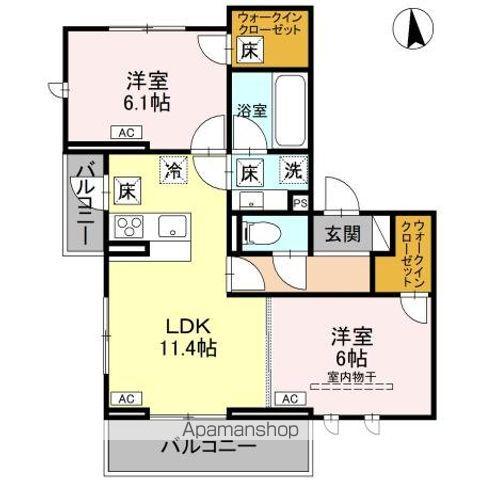 CELESTE戸田公園(2LDK/1階)の間取り写真