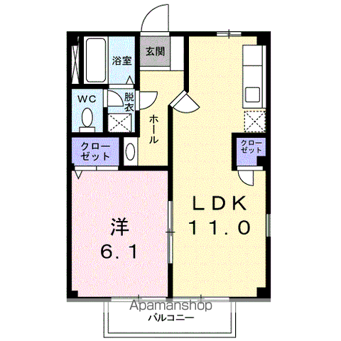 ルナハウス(2DK/1階)の間取り写真