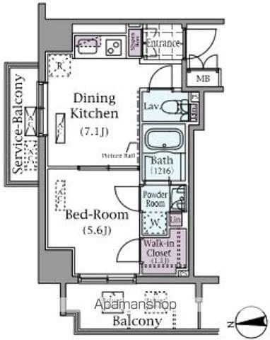 パークアクシス元浅草ステージ(1DK/5階)の間取り写真