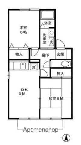 フォーシーズンヴィラジュリアB棟(2DK/1階)の間取り写真