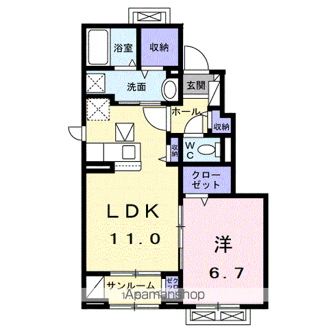 プロムナード 公文名A(1LDK/1階)の間取り写真