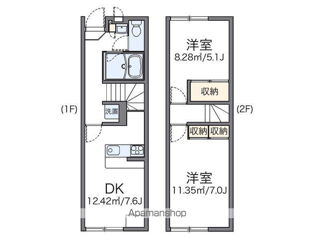 レオパレス木上Ⅱ(2DK/1階)の間取り写真