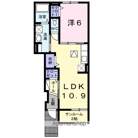 アグリマンション R&O Ⅱ(1LDK/1階)の間取り写真