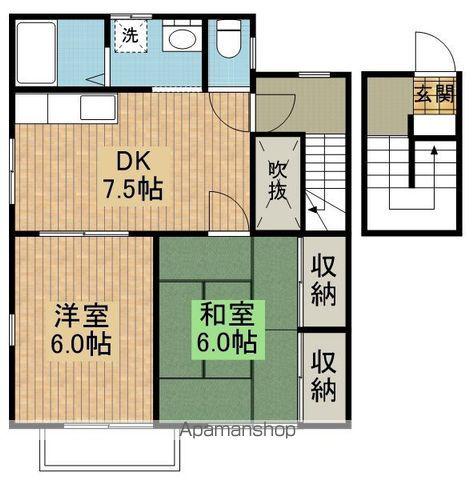 ベルエアガーデンC(2DK/2階)の間取り写真