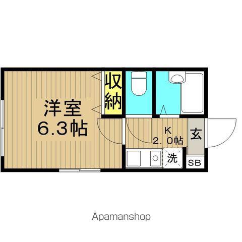 フローラ東小岩(1K/2階)の間取り写真