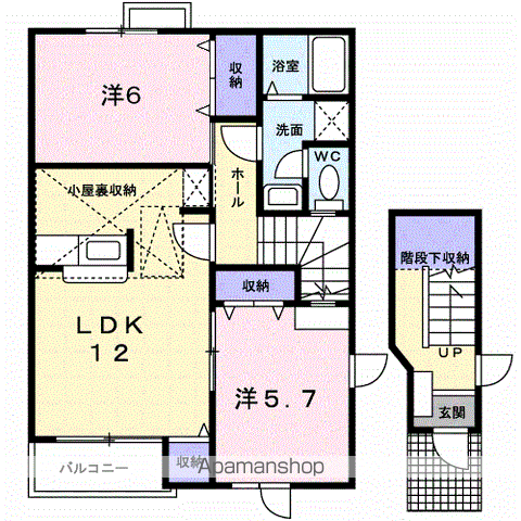 ビップハイツM-Ⅰ(2LDK/2階)の間取り写真