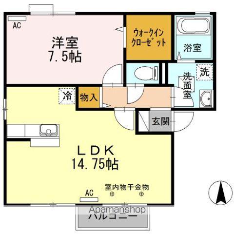 ロイヤルガーデンエリナF(1LDK/2階)の間取り写真