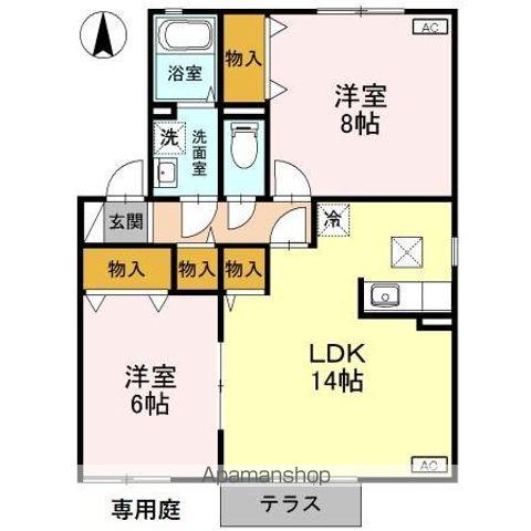 サンライズ C棟(2LDK/1階)の間取り写真