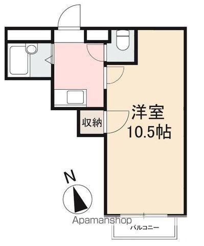 シャンボール峰山(1K/1階)の間取り写真