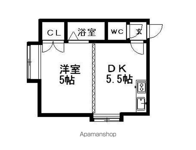 ホワイトヴィラⅢ(1DK/3階)の間取り写真