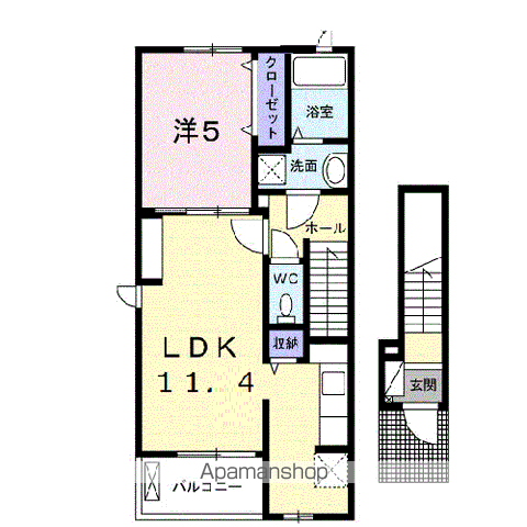 ヴァンベールⅠ(1LDK/2階)の間取り写真