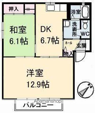 フォーレスODA A棟(3DK/2階)の間取り写真