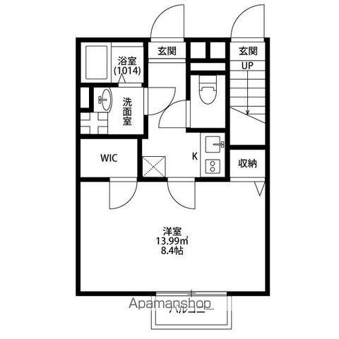 アムールクレール高尾(1K/1階)の間取り写真