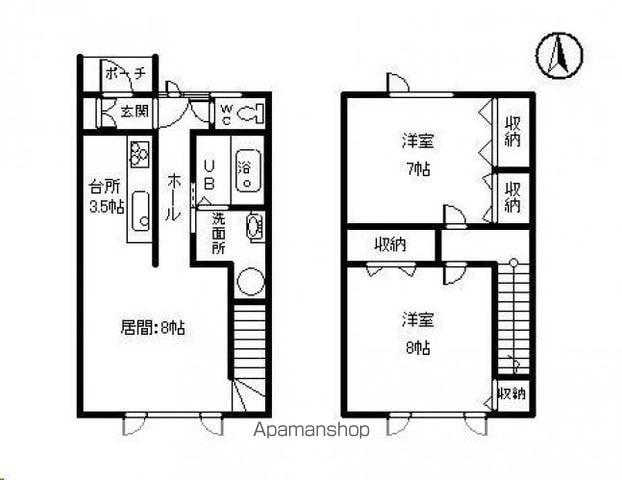 アンジュールⅠ(2LDK/1階)の間取り写真