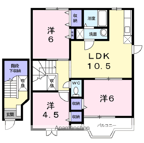 ジャン・ピュール2(3LDK/2階)の間取り写真