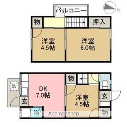 錦荘 A棟(3DK/1階)の間取り写真