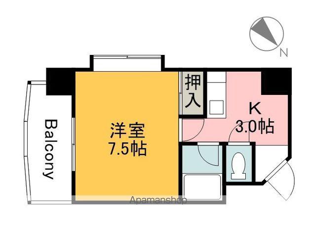 アーバン田部Ⅲ(1K/4階)の間取り写真