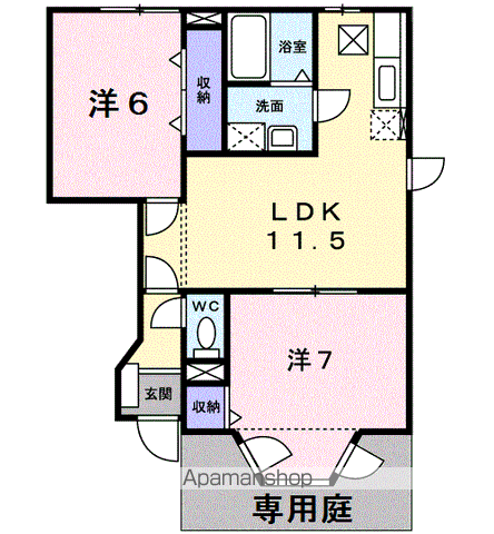 エスポワールB(2LDK/1階)の間取り写真