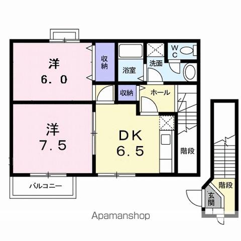 グレーシア西殿(2DK/2階)の間取り写真