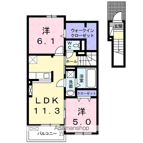 さつまⅠ(2LDK/2階)の間取り写真