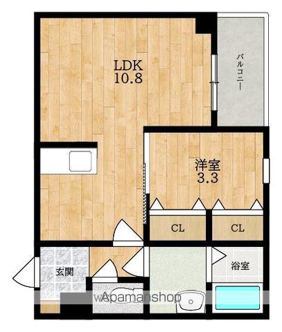 ジーメゾン大和郡山カシータ(1LDK/2階)の間取り写真