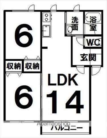 シェル2(2LDK/2階)の間取り写真