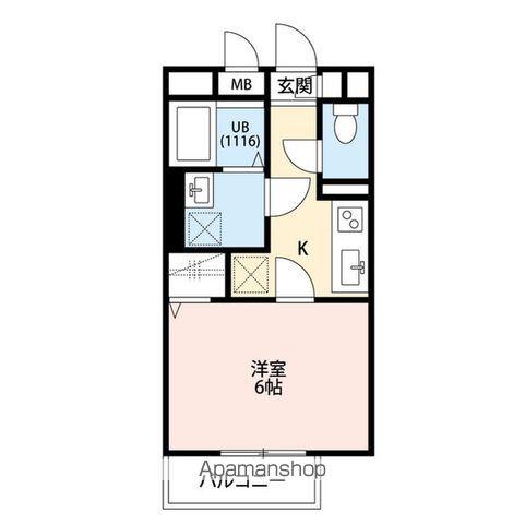 アムールHARMONYⅠ(1K/2階)の間取り写真