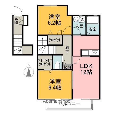 サンライズ美杉(2LDK/2階)の間取り写真
