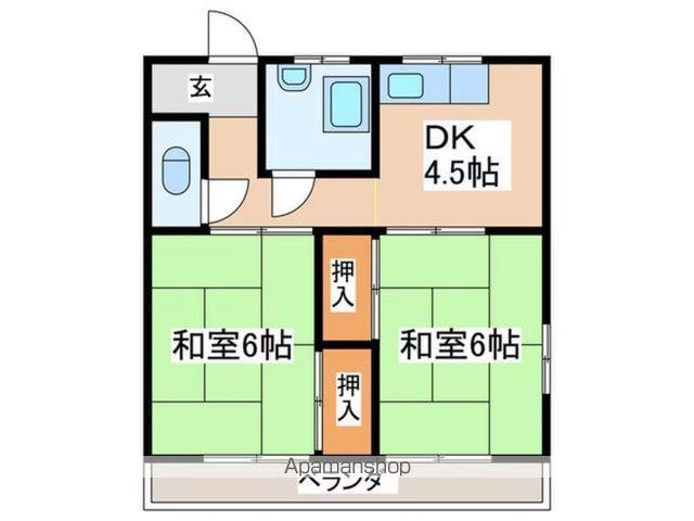 松本荘(2DK/1階)の間取り写真
