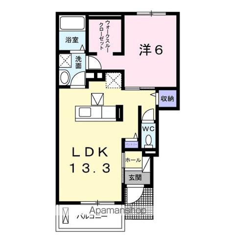 フローラ Ⅱ(1LDK/1階)の間取り写真