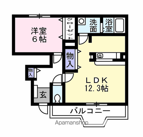 アクアパレス(1LDK/1階)の間取り写真