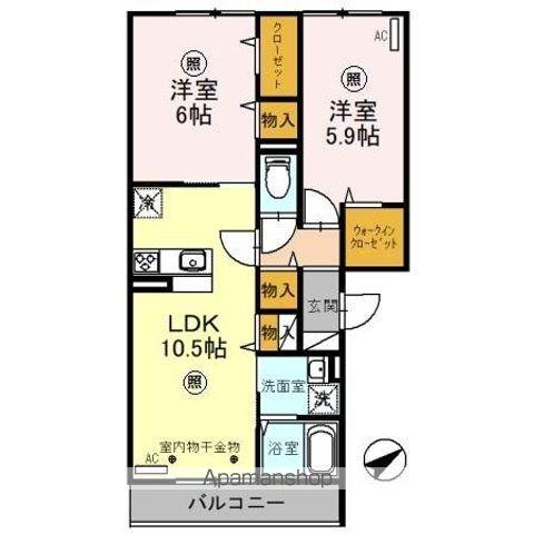エーデルハイム3(2LDK/3階)の間取り写真