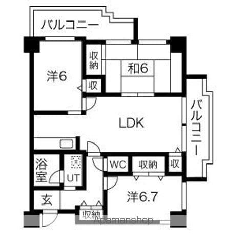 サンヴェール(3LDK/9階)の間取り写真