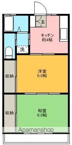 マンション京(2DK/2階)の間取り写真