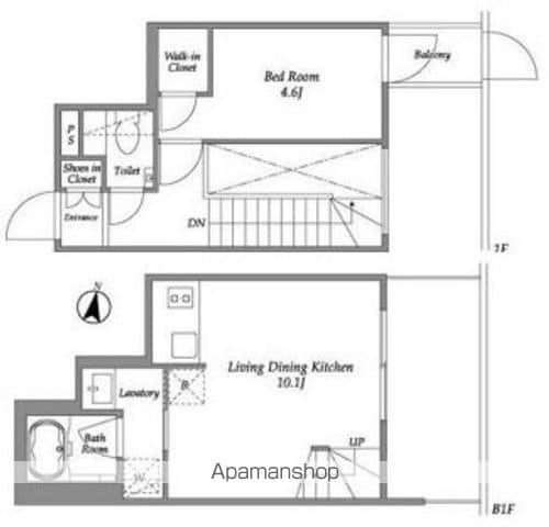 IPSE代々木上原(1LDK/1階)の間取り写真