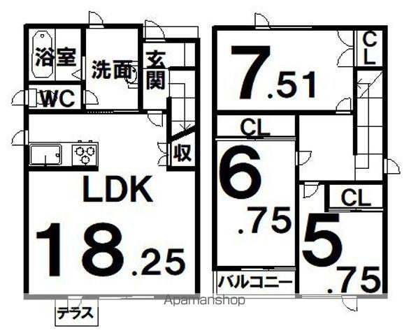 TOWN CLOVER 新緑(3LDK)の間取り写真