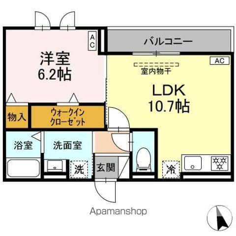 セレスティア長良 イースト(1LDK/3階)の間取り写真