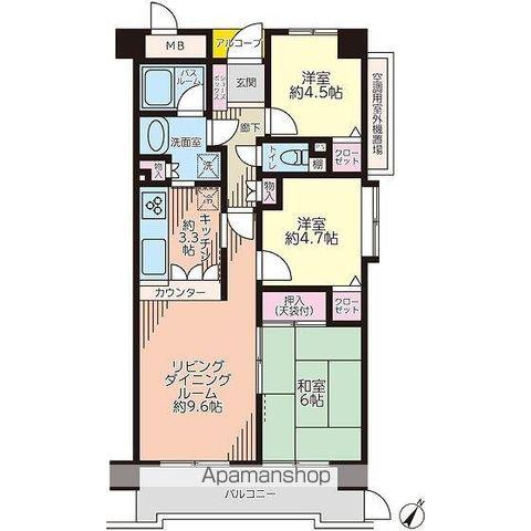 ロイヤルシャトー幕張本郷(3LDK/1階)の間取り写真