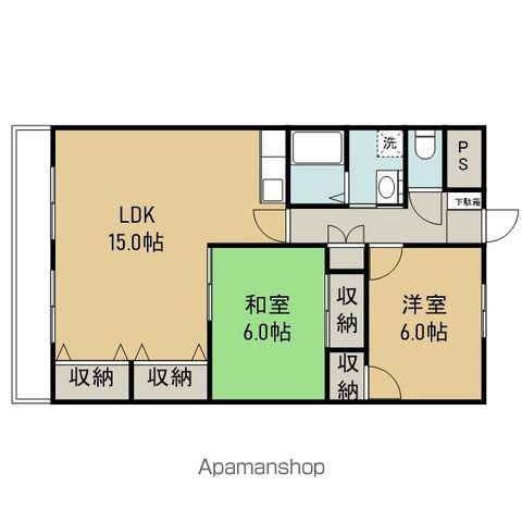 ラ・フルールB(2LDK/1階)の間取り写真