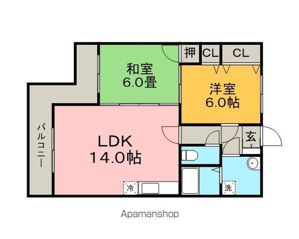 コンフォールⅡ(2LDK/2階)の間取り写真