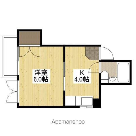 山鶴ビル(1K/4階)の間取り写真