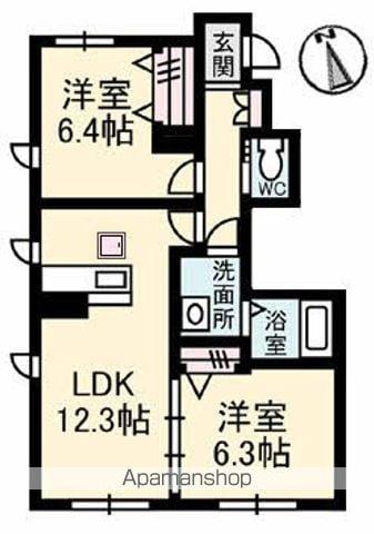 グランマスト高松中央B棟(2LDK/1階)の間取り写真