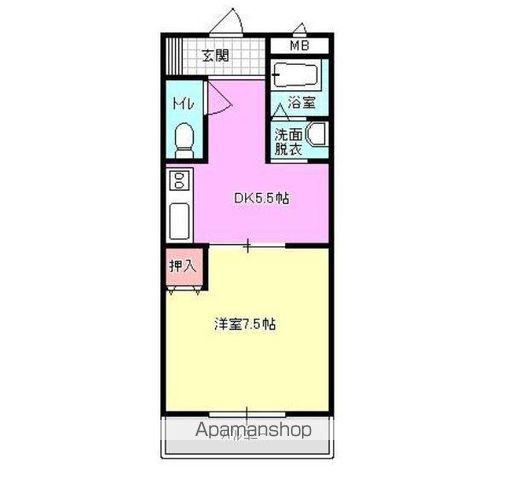 ステーションエイト(1DK/2階)の間取り写真