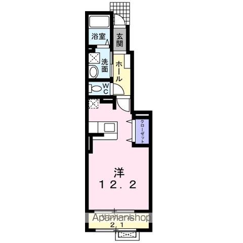 プリマクラッセⅡ(ワンルーム/1階)の間取り写真