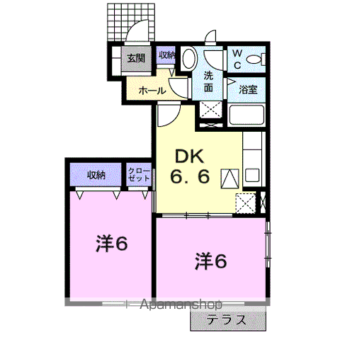 ラフィネM(2DK/1階)の間取り写真