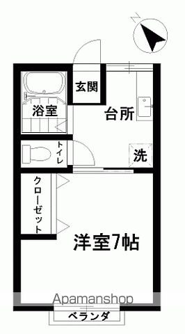 シティハイムひまわり(1K/2階)の間取り写真